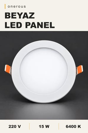 Onerous 15W 6400K Slim LED Panel Yuvarlak Sıva Altı Spot