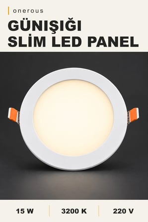 Onerous 15W 3200K Slim LED Panel Yuvarlak Sıva Altı Spot