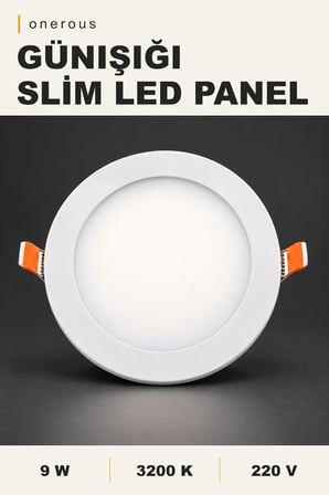 Onerous 9W 3200K Slim LED Panel Yuvarlak Sıva Altı Spot