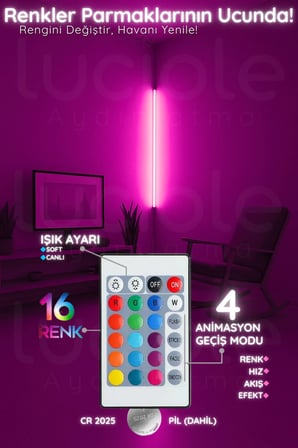 Onerous 100 cm RGB LED Duvar Apliği, Uzaktan Kumandalı, Parlaklık Ayarlı