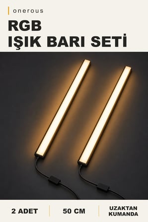 Onerous 2 Adet 50 cm RGB LED Duvar Apliği, Uzaktan Kumandalı, Parlaklık Ayarlı
