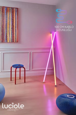 Onerous 1 m RGB Tüp LED Lambader, Uzaktan Kumandalı, Parlaklık Ayarlı
