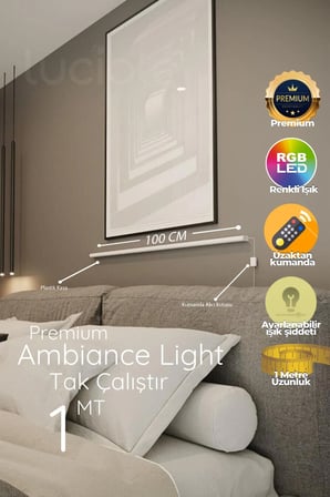Onerous 1 m RGB Tüp LED Lambader, Uzaktan Kumandalı, Parlaklık Ayarlı