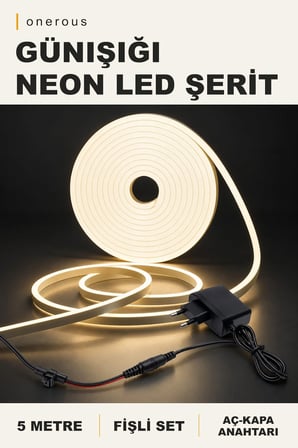 Onerous 5 m Günışığı Neon LED Şerit, Anahtarlı, Fişli