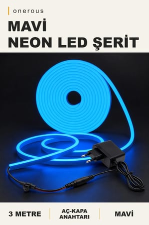 Onerous 3 m Mavi Neon LED Şerit, Anahtarlı