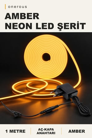 Onerous 1 m Amber Neon LED Şerit, Anahtarlı