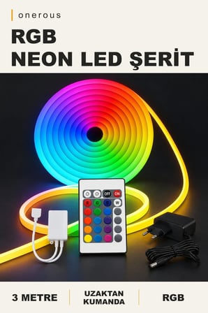 Onerous 3 m RGB Neon LED Şerit, Uzaktan Kumandalı