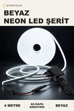 Onerous 4 m Beyaz Neon LED Şerit, Anahtarlı