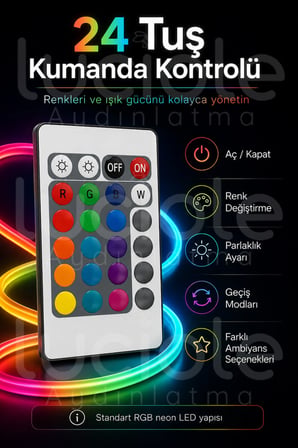 Onerous 1 m RGB Neon LED Şerit, Uzaktan Kumandalı