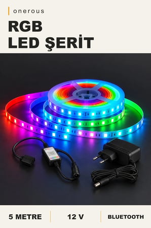 Onerous 5 m 12V RGB LED Şerit, Bluetooth