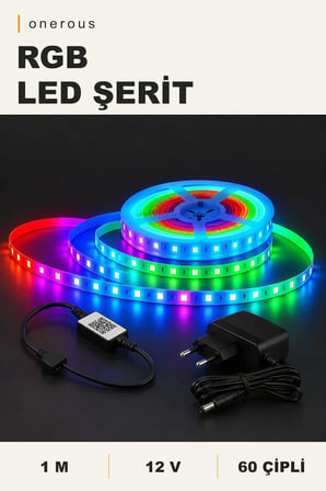 Onerous 1 m 12V RGB LED Şerit, Bluetooth