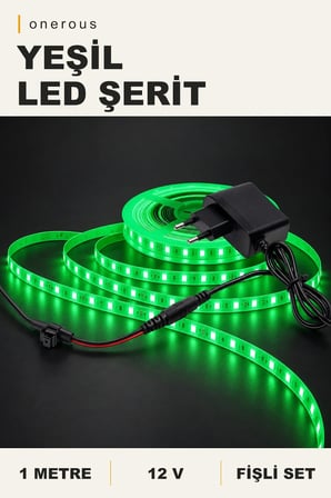 Onerous 1 m 12V Yeşil LED Şerit, Fişli