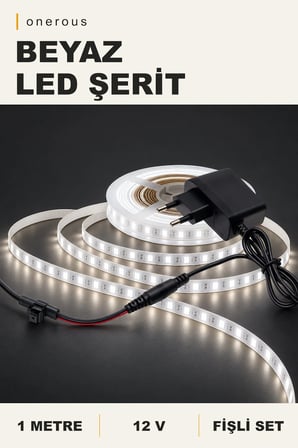 Onerous 1 m 12V Beyaz LED Şerit, Fişli