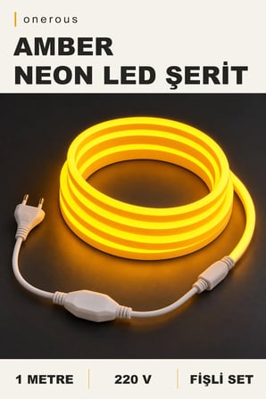 Onerous 1 m 220V Amber Neon LED Şerit, Fişli