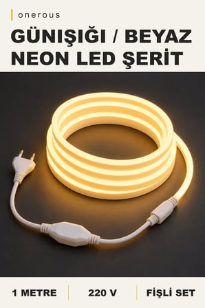 Onerous 1 m 220V Günışığı / Beyaz Neon LED Şerit, Fişli