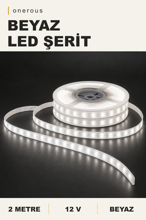 Onerous 2 m 12V Beyaz LED Şerit, Yapışkanlı