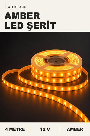 Onerous 4 m 12V Amber LED Şerit, Yapışkanlı