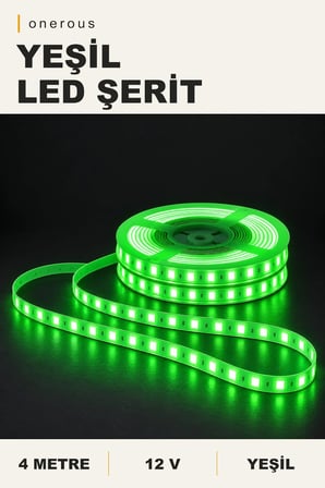 Onerous 4 m 12V Yeşil LED Şerit, Yapışkanlı