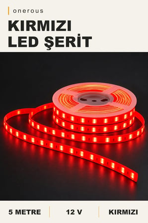 Onerous 5 m 12V Kırmızı LED Şerit, Yapışkanlı