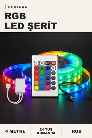 Onerous 4 m RGB LED Şerit, 24 Tuş Kumandalı