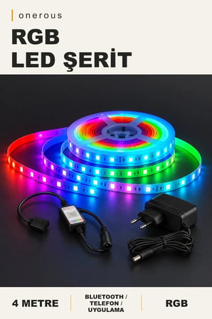 Onerous 4 m RGB LED Şerit, Bluetooth
