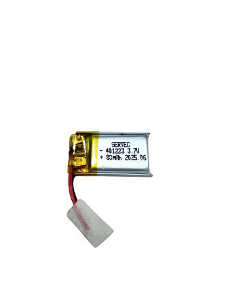 401223 3.7V 80 mAh Li-Polymer Pil (Devreli/1.5A)