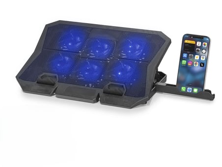 Laptop Soğutucu 6 Fan Led Telefon Standlı - Siyah HDX4254