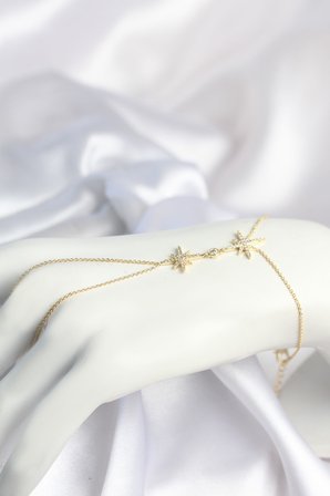 Pirinç Gold Renk Kutup Yıldızı Model Zirkon Taşlı Şahmeran TJ-SN797