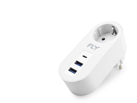Topraklı Termal Akım Korumalı Priz Adaptörü 2 Usb 1 Type-c 3400-01