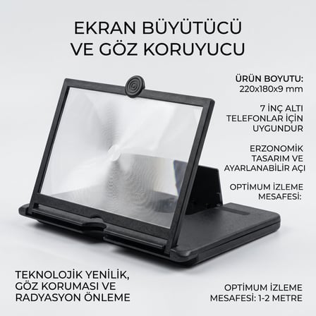 3D Telefon Ekran Büyütücü ve Göz Koruyucu Standı