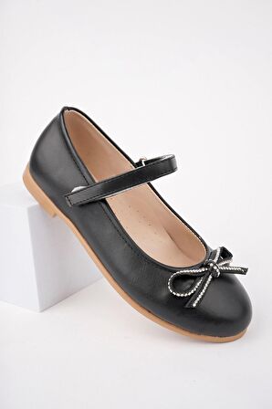 Bıyık Fiyonk Siyah Cilt Kız Çocuk Ayakkabı