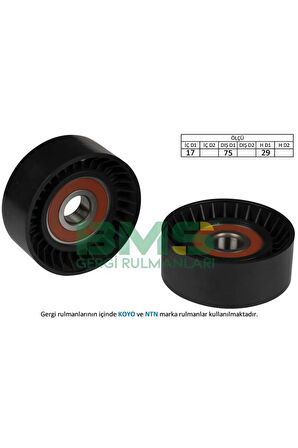 ALTERNATÖR GERGİ RULMANI CRAFTER 2.5 TDI 06 BJK BJM KANALSIZ 75mm