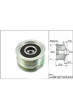 Alternatör Kasnağı Rulmanlı Mgn-clıo Iı-kng-twng-symbol Iı 01- 5 Kanallı K9k-k4m