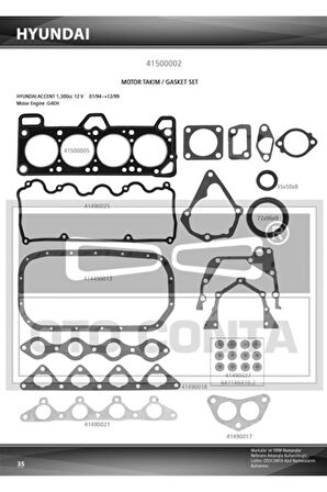 TAKIM CONTASI KEÇELİ HYUNDAI ACCENT 1.3 12V