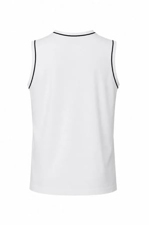 Ön Unisex Pamuklu Bisiklet Yaka Kolsuz Atlet Kontrast Biyeli Regular Fit - Beyaz