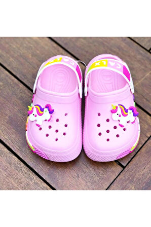Kız Çocuk  Unicorn Figürlü Kaydırmaz Taban Terlik Sandalet