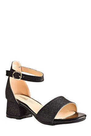 Çocuk Parlak Simli Topuklu Abiye Ayakkabı