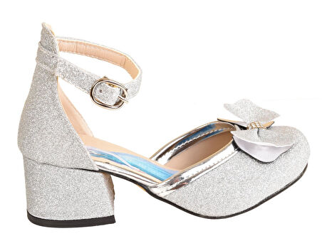 Elsa Kız Çocuk Parlak Simli Topuklu Abiye Ayakkabı