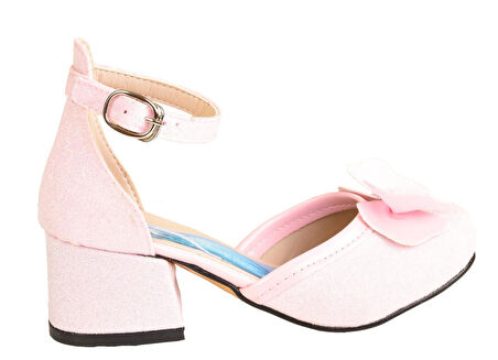 Elsa Kız Çocuk Parlak Simli Topuklu Abiye Ayakkabı