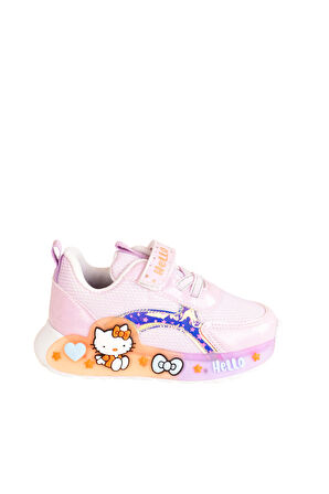 Günlük Kız Çocuk Spor Ayakkabı Hello Kitty Süs Detay Işıklı Taban Lastik Bağcık Sneaker 120