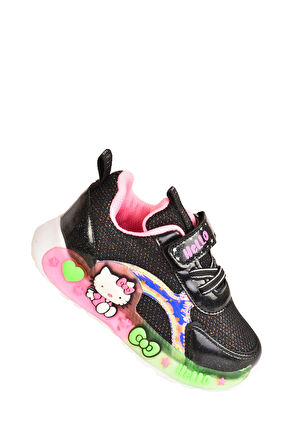 Günlük Kız Çocuk Spor Ayakkabı Hello Kitty Süs Detay Işıklı Taban Lastik Bağcık Sneaker 120