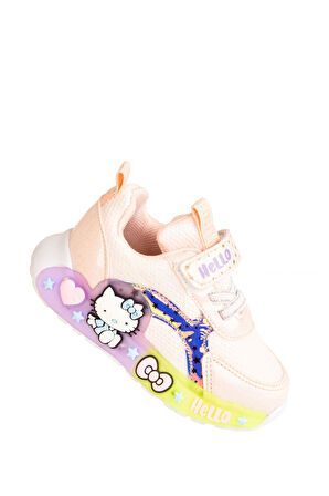 Günlük Kız Çocuk Spor Ayakkabı Hello Kitty Süs Detay Işıklı Taban Lastik Bağcık Sneaker 120