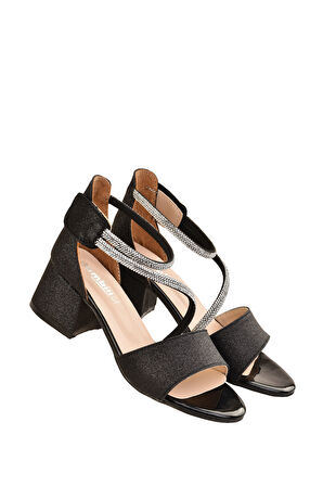 Kum Simli Günlük Kız Çocuk 4 Cm Topuklu Sandalet Abiye Ayakkabı