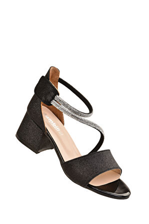 Kum Simli Günlük Kız Çocuk 4 Cm Topuklu Sandalet Abiye Ayakkabı