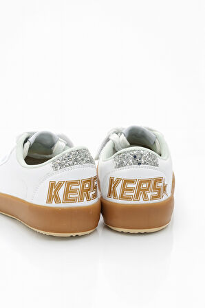 Sstar Beyaz Gümüş Kız Çocuk Cırtlı Bantlı Sneaker Spor Ayakkabı