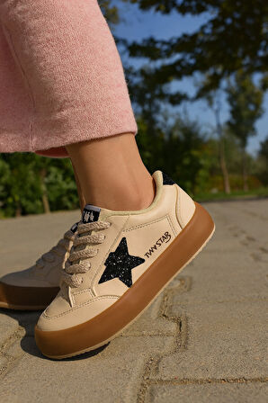 Sstar Beyaz Gümüş Kız Çocuk Cırtlı Bantlı Sneaker Spor Ayakkabı