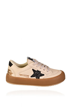 Sstar Beyaz Gümüş Kız Çocuk Cırtlı Bantlı Sneaker Spor Ayakkabı