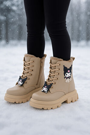 Kız Çocuk Figür Detaylı Fermuarlı Bot 