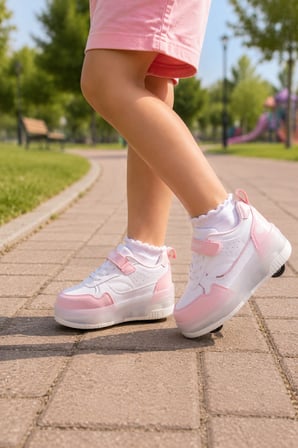 PATENLİ CIRTLI IŞIKLI SPOR AYAKKABISI 4 TEKERLEKLİ PATEN –IŞIKLARI ON/OFF Tuşlu