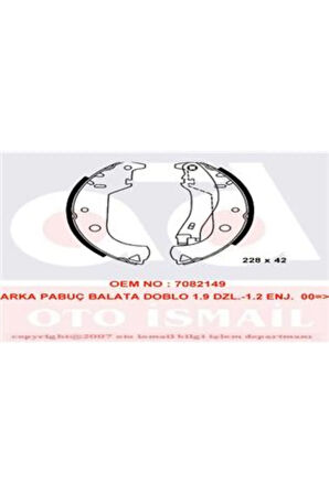 Arka Pabuç Balata Doblo 1.6-1.9 Jtd 03.01 Albea 1.2-1.6 11.00